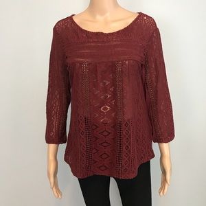 Lucky Brand Knit Lace Blouse
